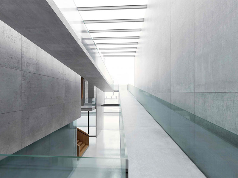 Building structure consultancy — raw concrete and glass structure